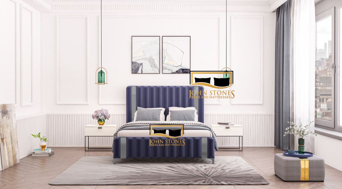 Milan Bed - Blue - Luxury Bedroom Furniture