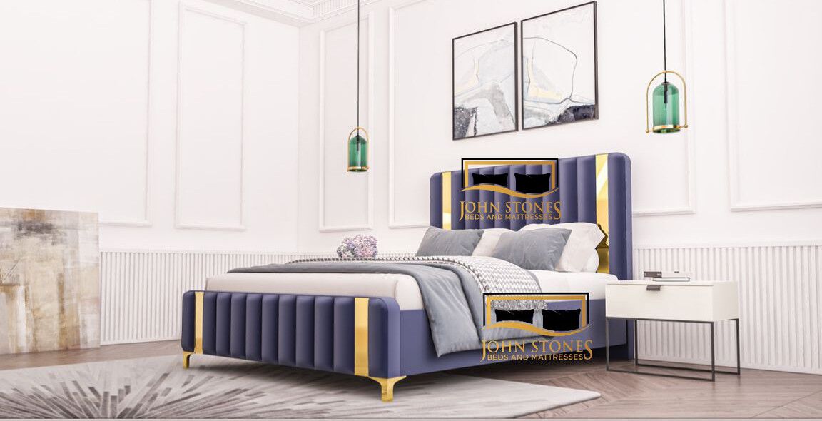 Milan Bed - Blue - Luxury Bedroom Furniture