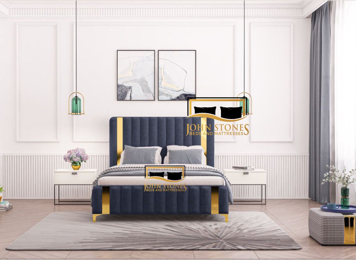 Milan Bed - Blue - Luxury Bedroom Furniture